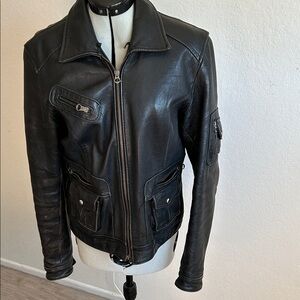 Vera Pelle Dark Brown Leather Zip Front Jacket